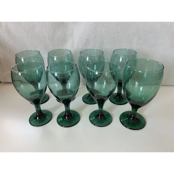 Libbey Other - Set of 8 Vintage Libbey Teardrop Juniper Green Wine Glasses Water Goblet Bundle